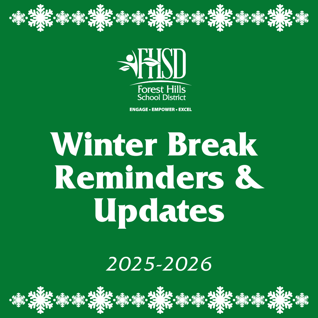 article cover with FHSD logo that says "winter break reminders and updates 2025-2026"